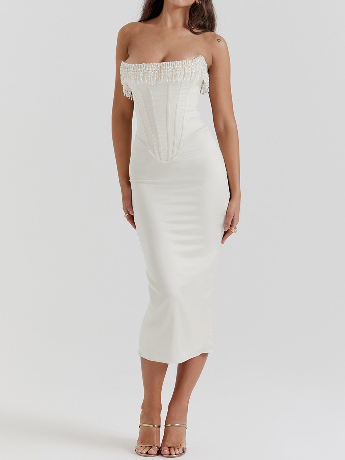 NAOMI - Classy Witte Medi Jurk Losse Jurk StyleSpectrums