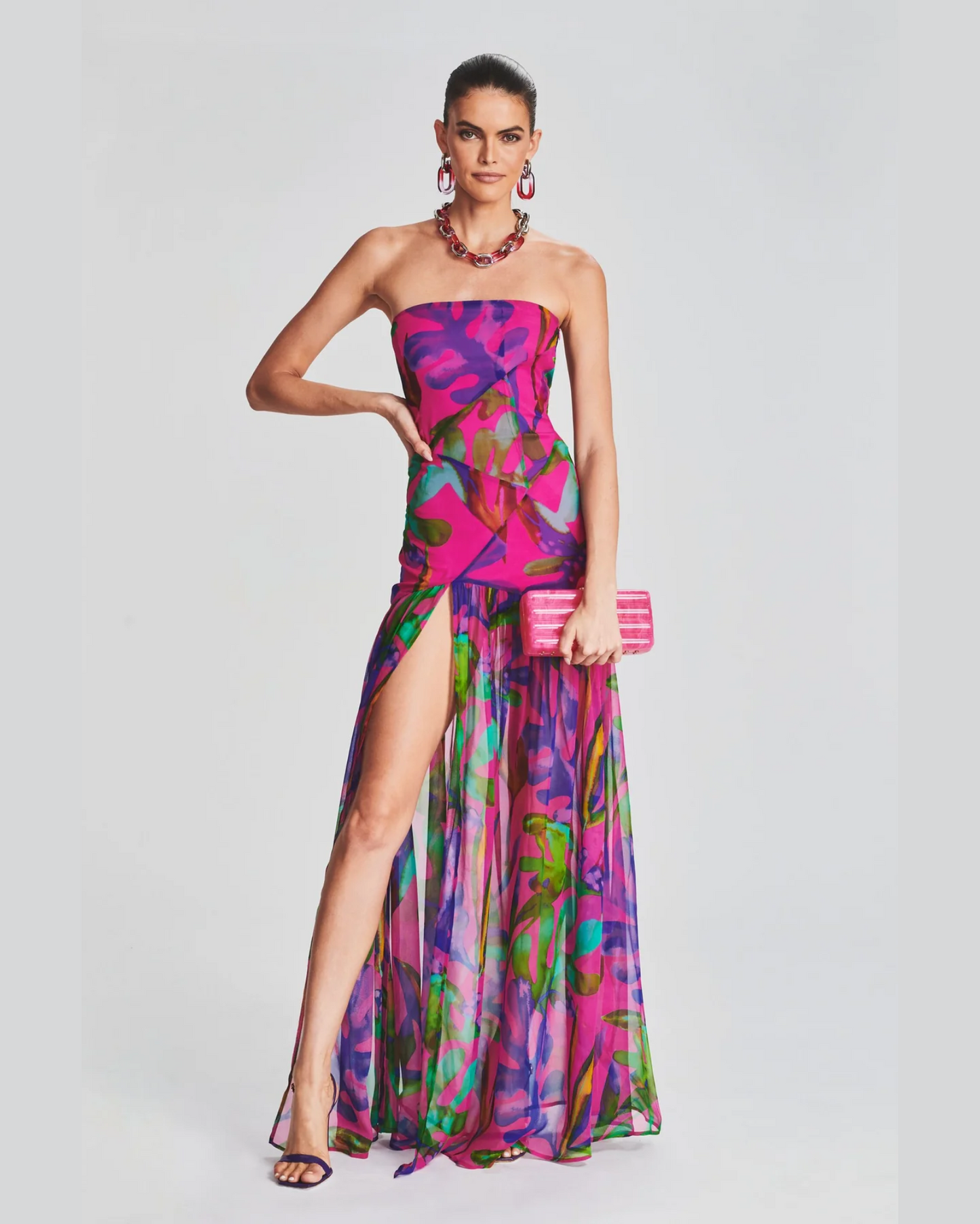 MEGAN - Stralende Hot Pink Jurk