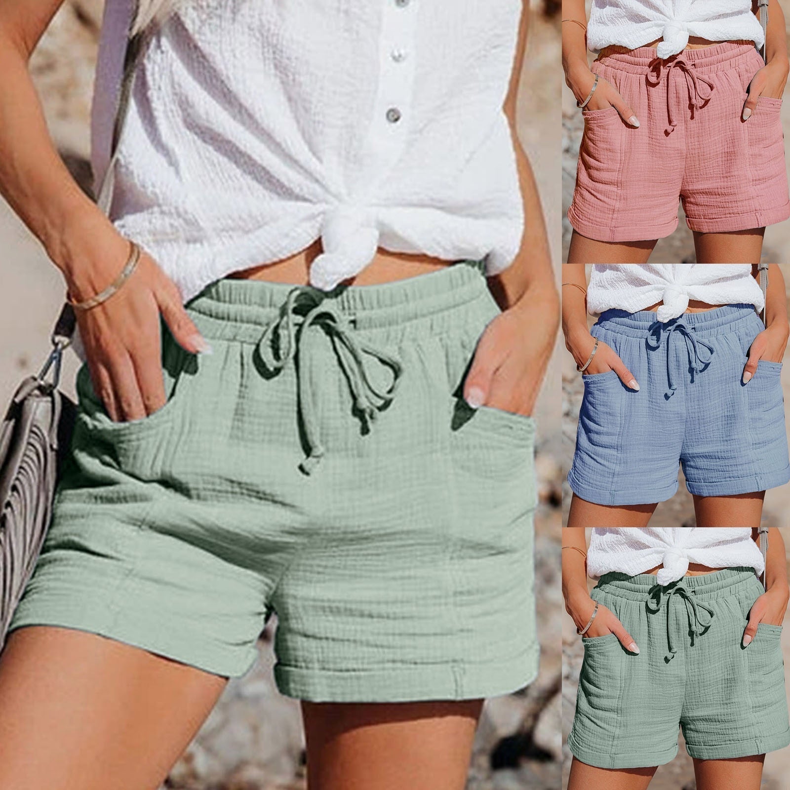 KATJA - Comfy Katoene Zomershort Linnen broek StyleSpectrums